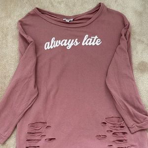 Distressed lightweight sweatshirt